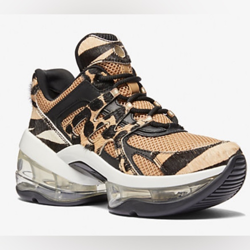 MICHAEL KORS -NEW- 
Olympia Sport Extreme Printed Calf Hair Mesh Trainer  Sz-10M